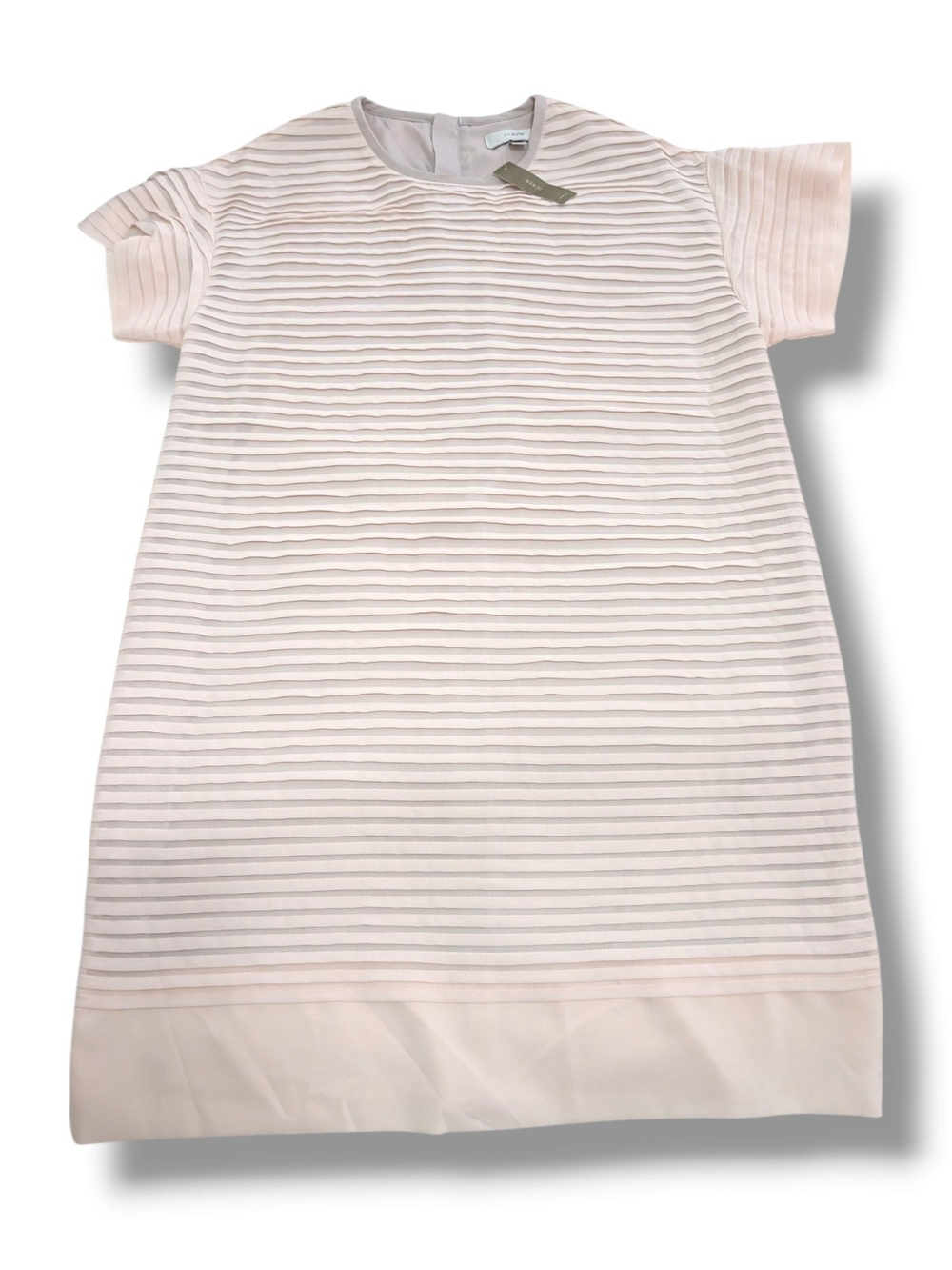 NWT J. Crew Pale Pink Textured Stripe Chiffon Mini Dress, Size 12